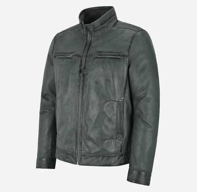 Men's Simple Real Leather Jacket