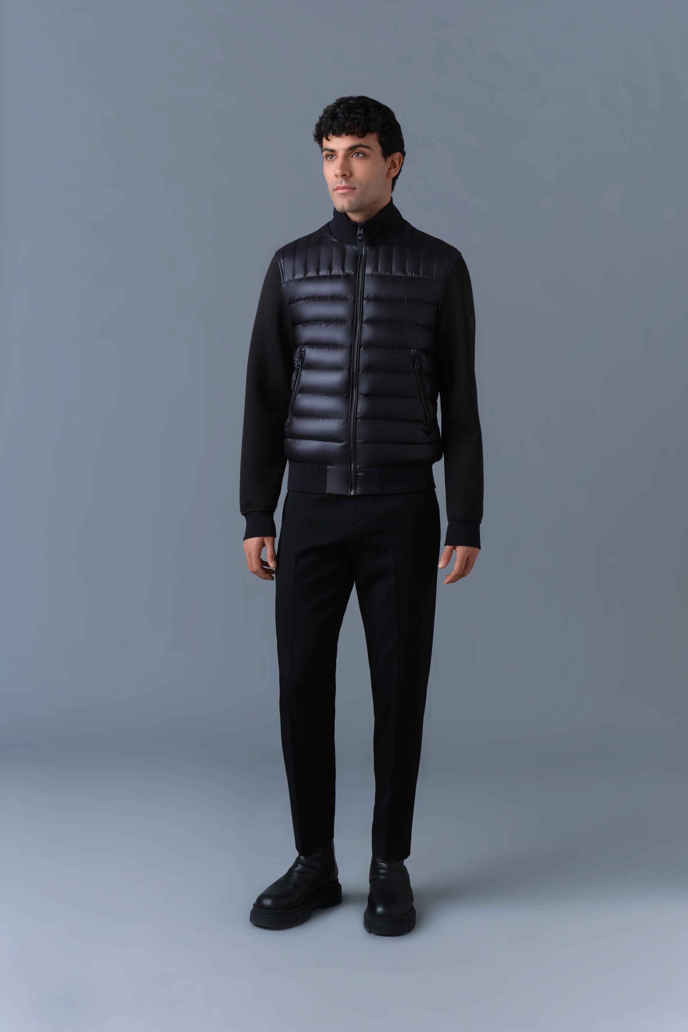 Men's Slim Fit Ribbed Collar Bomber Styled Puffer Jacket