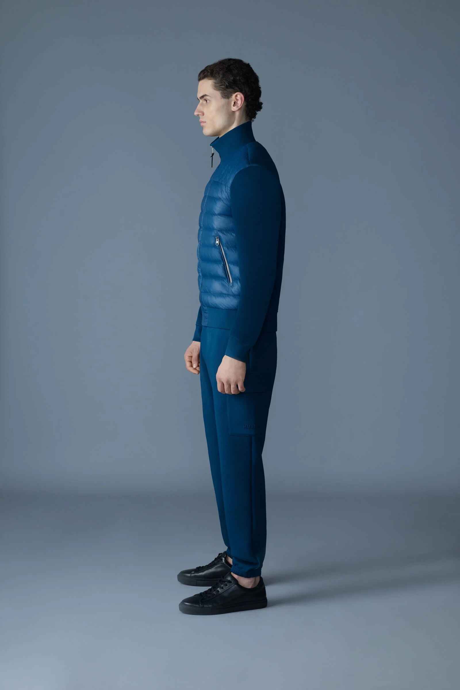 Men's Slim Fit Ribbed Collar Bomber Styled Puffer Jacket