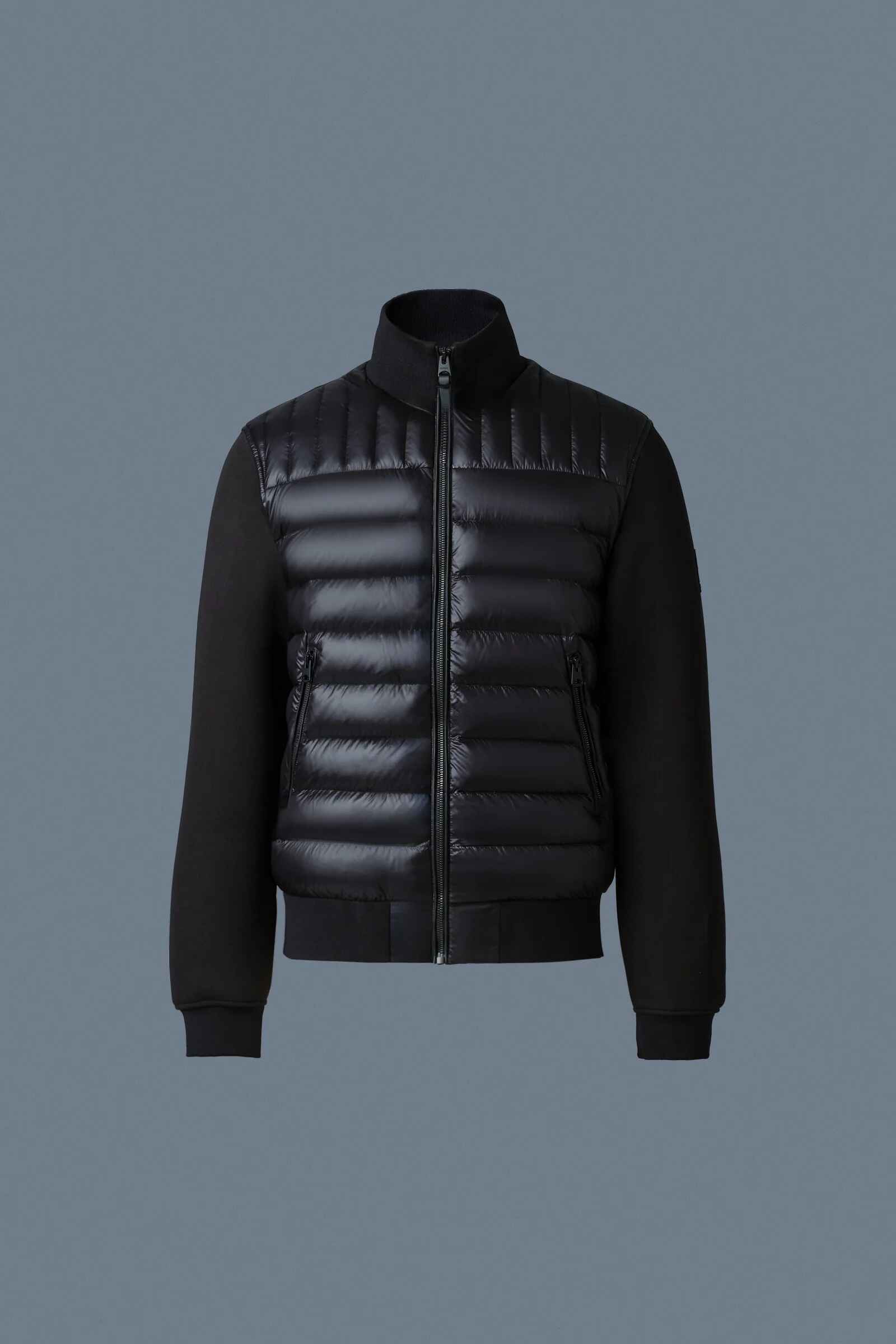 Men's Slim Fit Ribbed Collar Bomber Styled Puffer Jacket