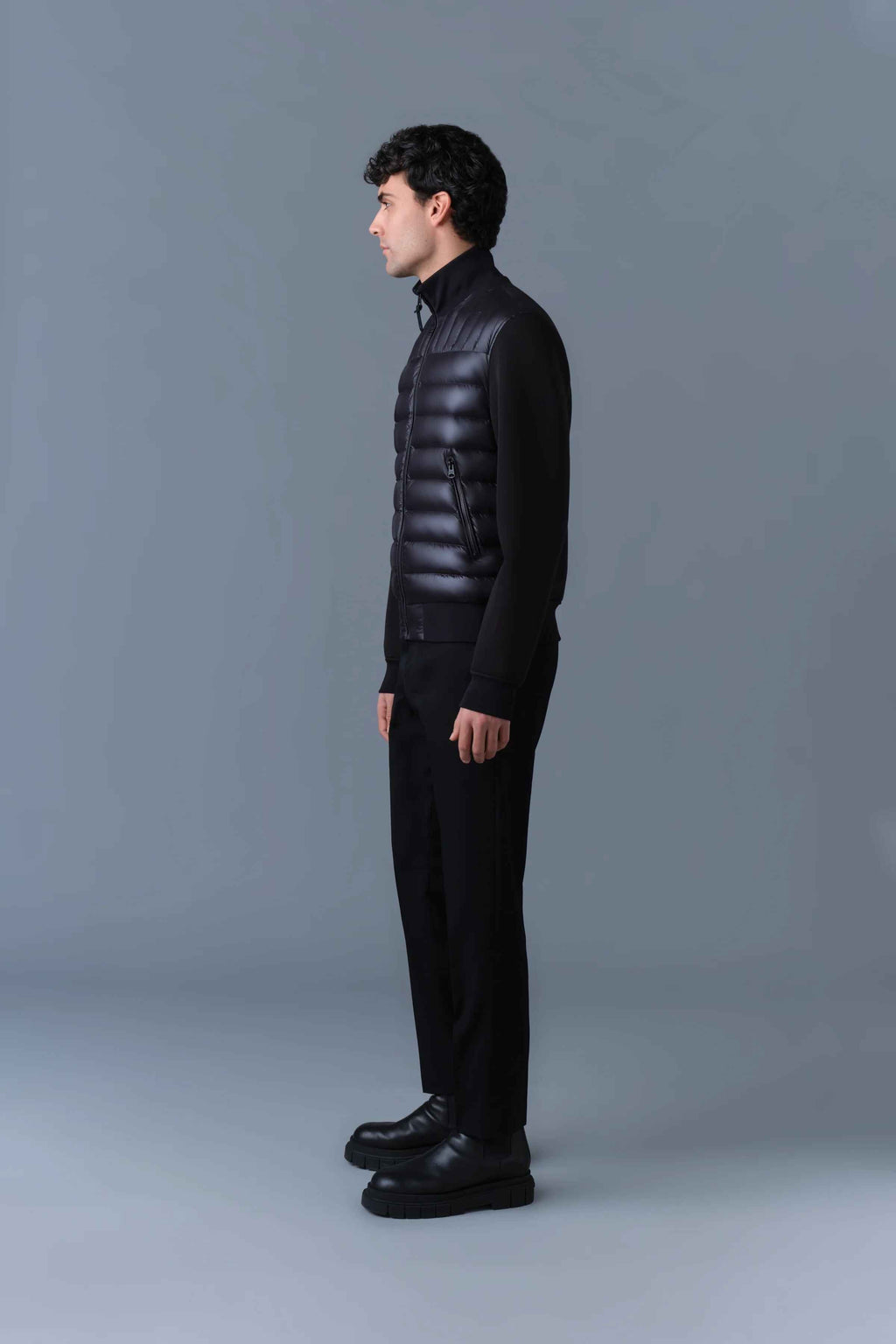 Men's Slim Fit Ribbed Collar Bomber Styled Puffer Jacket