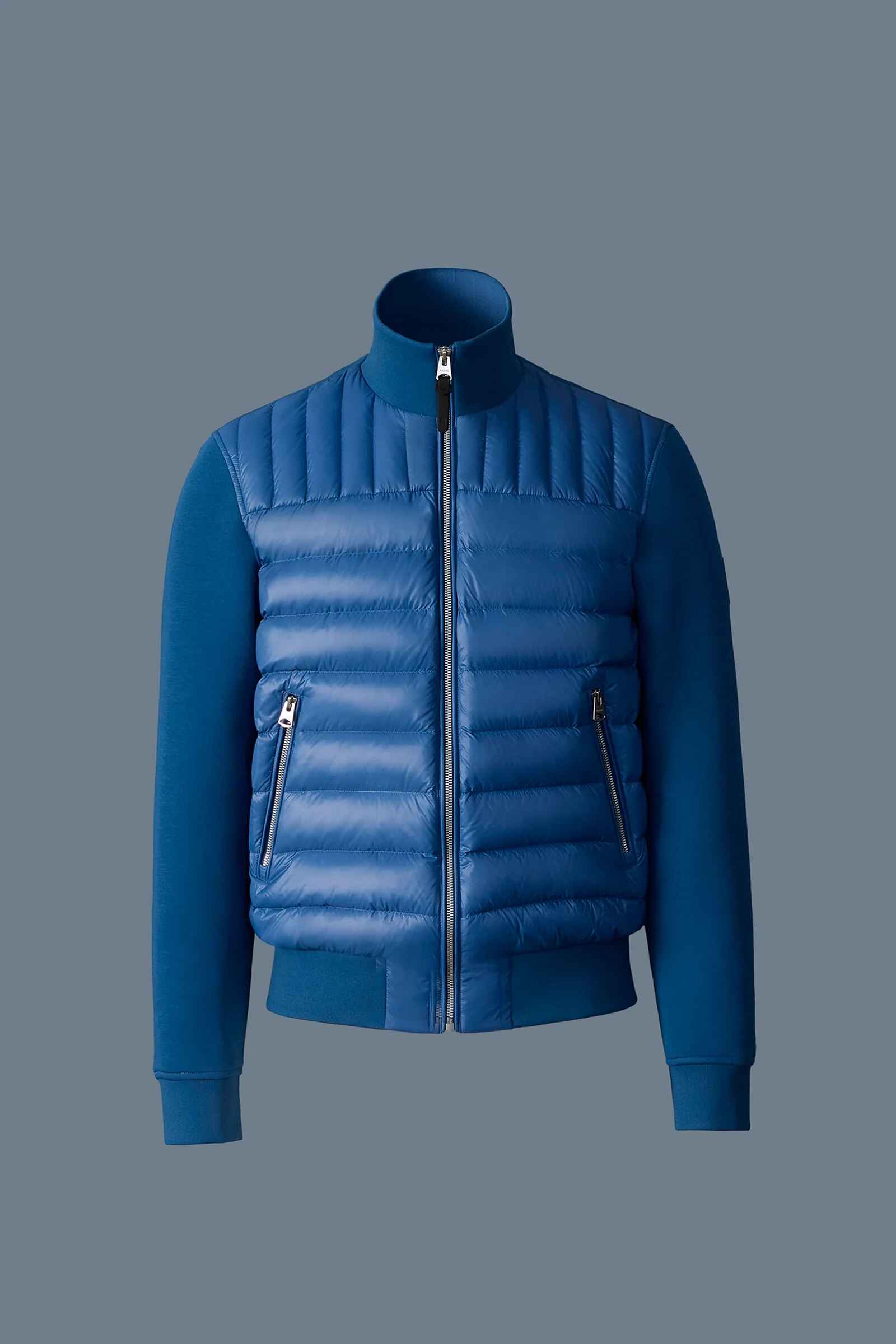 Men's Slim Fit Ribbed Collar Bomber Styled Puffer Jacket