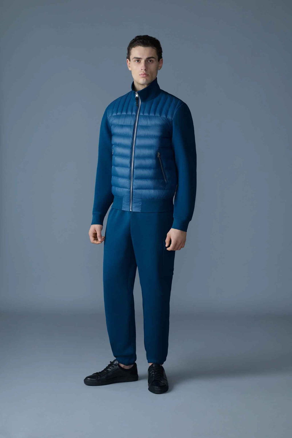 Men's Slim Fit Ribbed Collar Bomber Styled Puffer Jacket