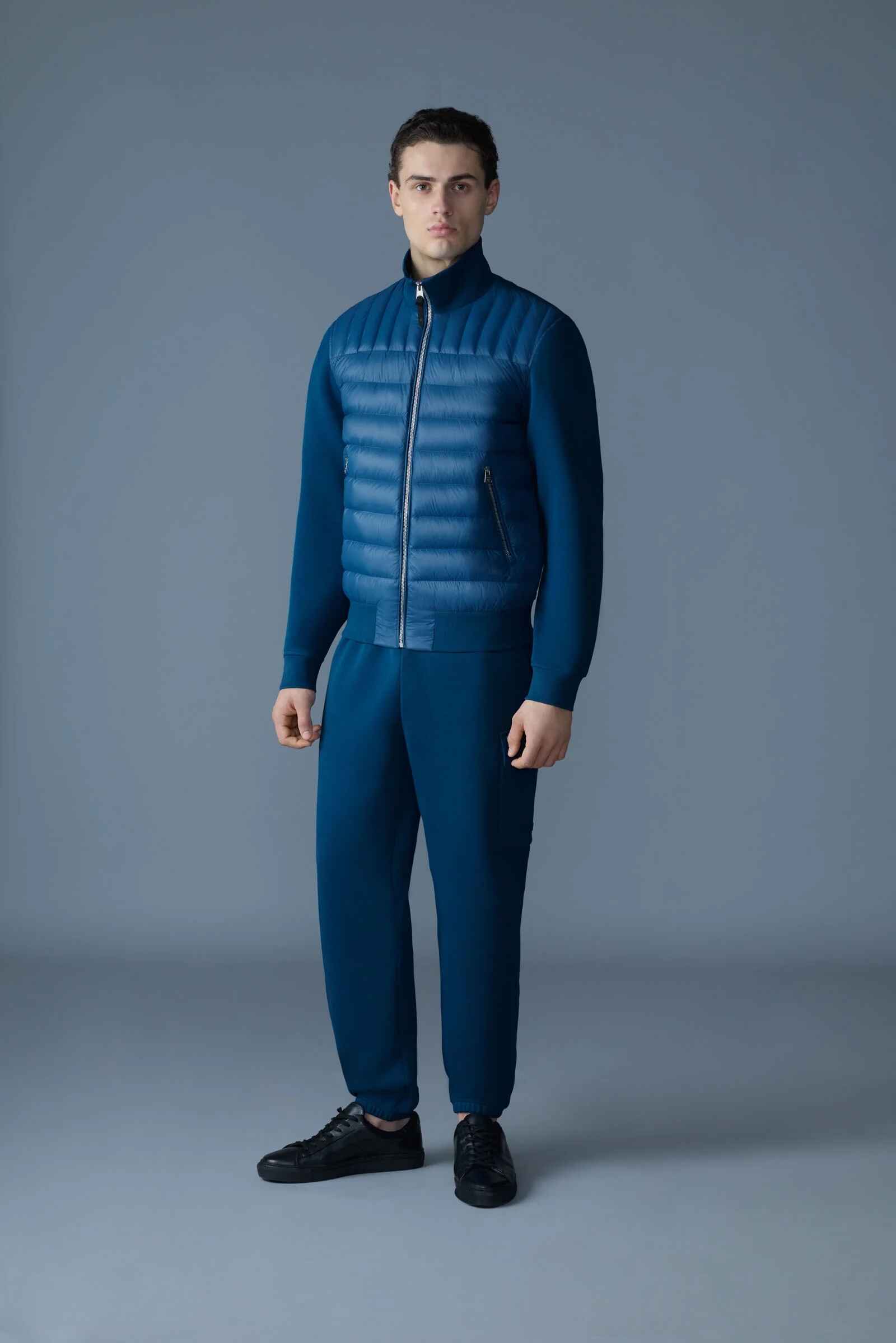 Men's Slim Fit Ribbed Collar Bomber Styled Puffer Jacket