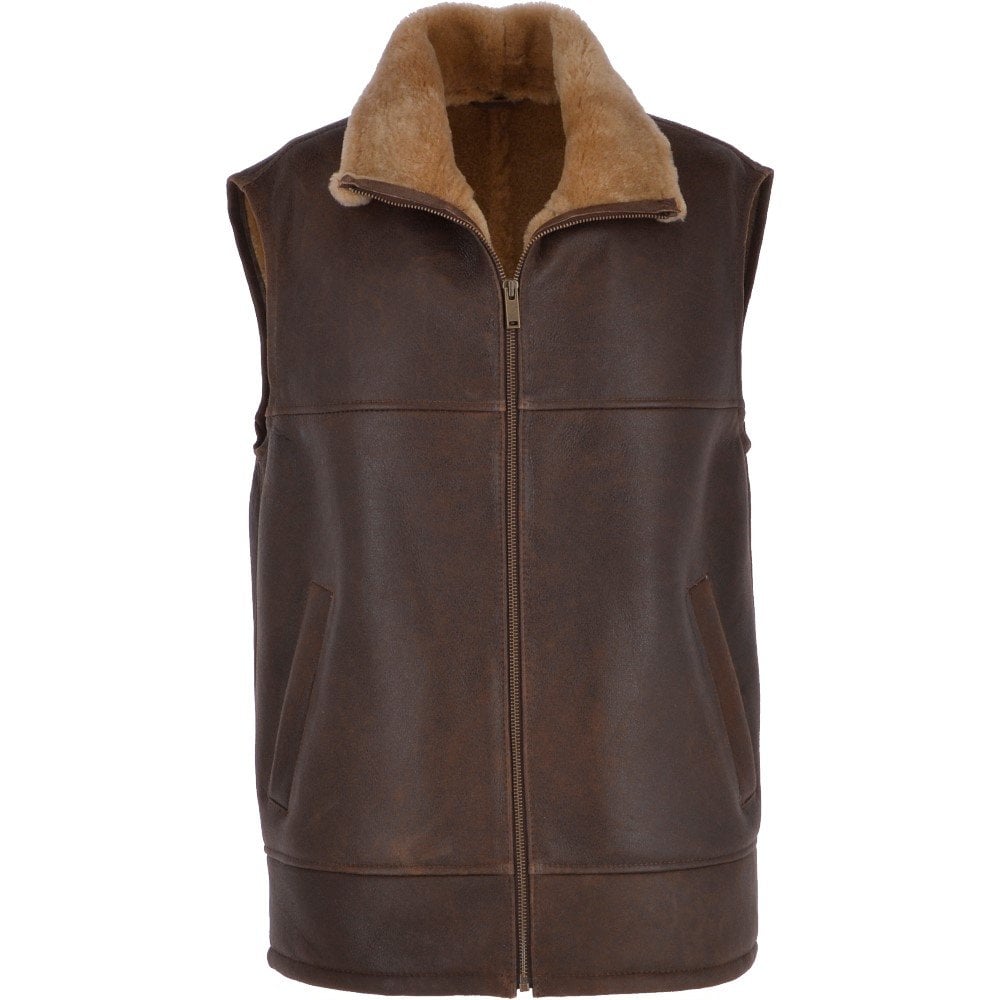 Men's Slim Fit Sheepskin Gilet Leather Vest