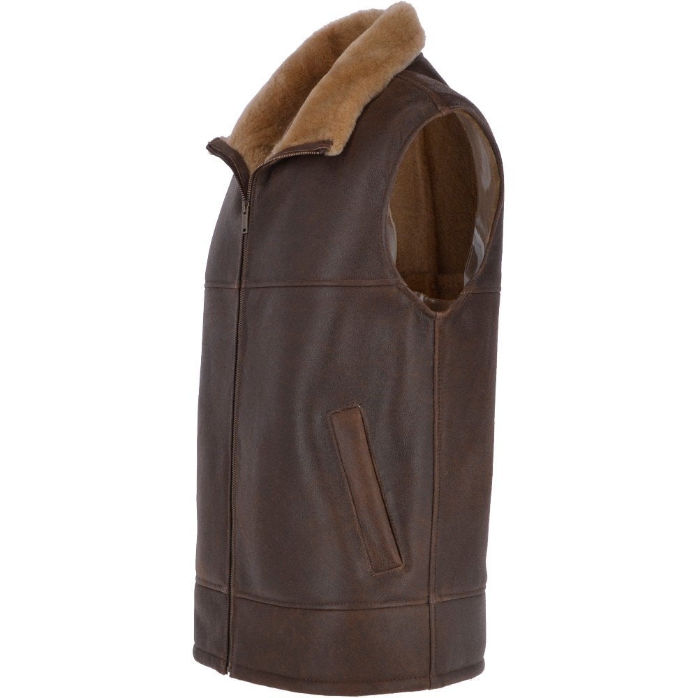 Men's Slim Fit Sheepskin Gilet Leather Vest
