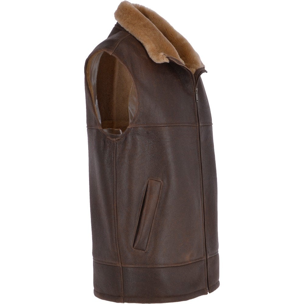 Men's Slim Fit Sheepskin Gilet Leather Vest
