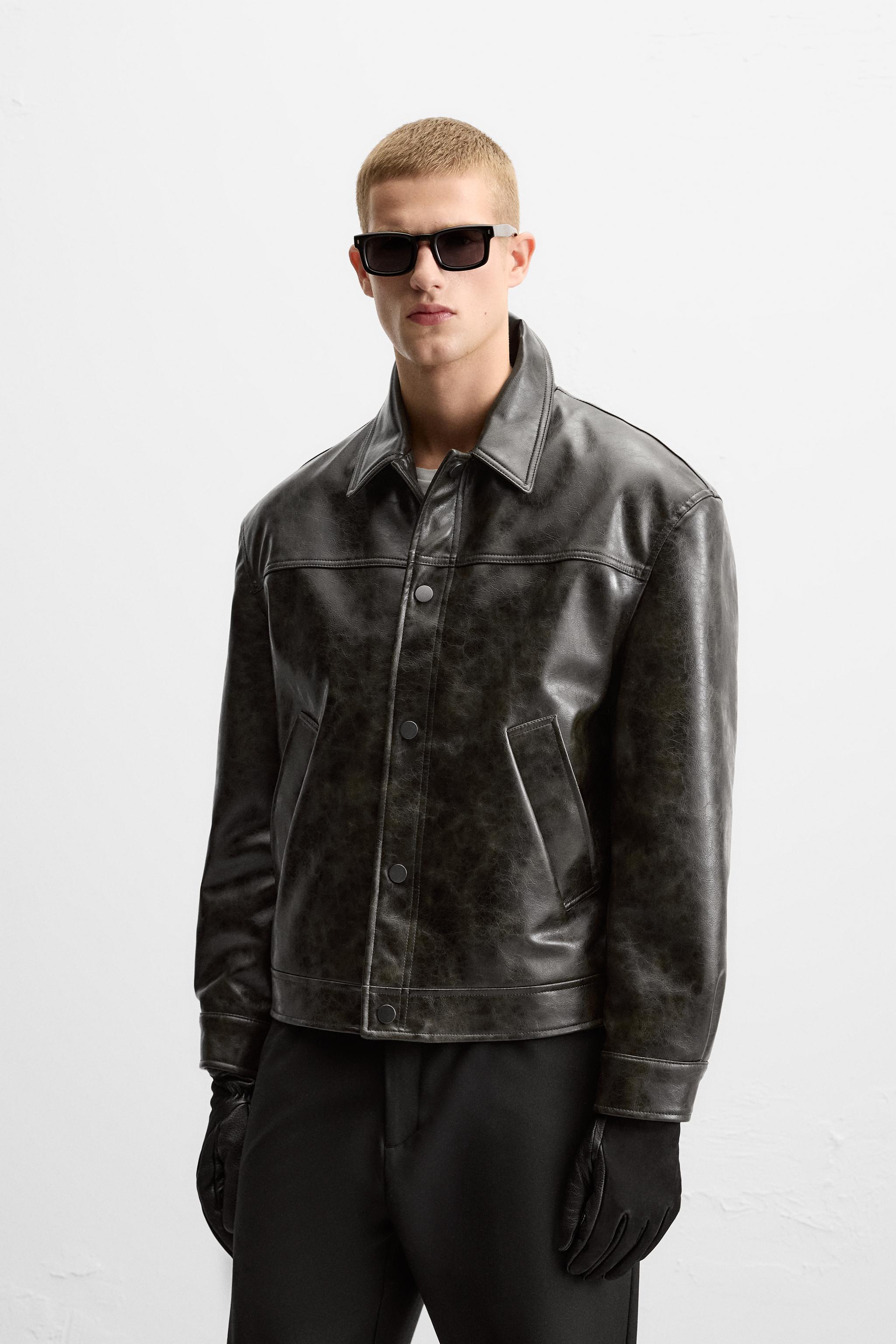 Men's Snap-Button Simple Leather Jacket