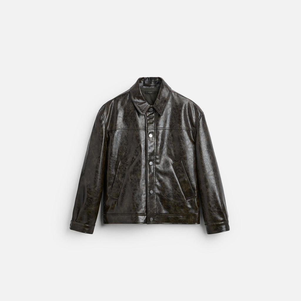 Men's Snap-Button Simple Leather Jacket