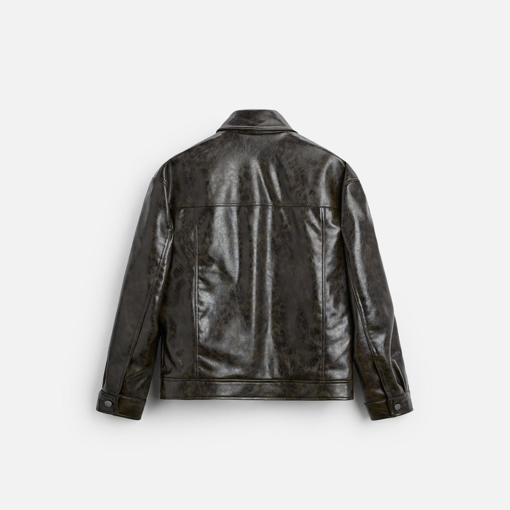 Men's Snap-Button Simple Leather Jacket