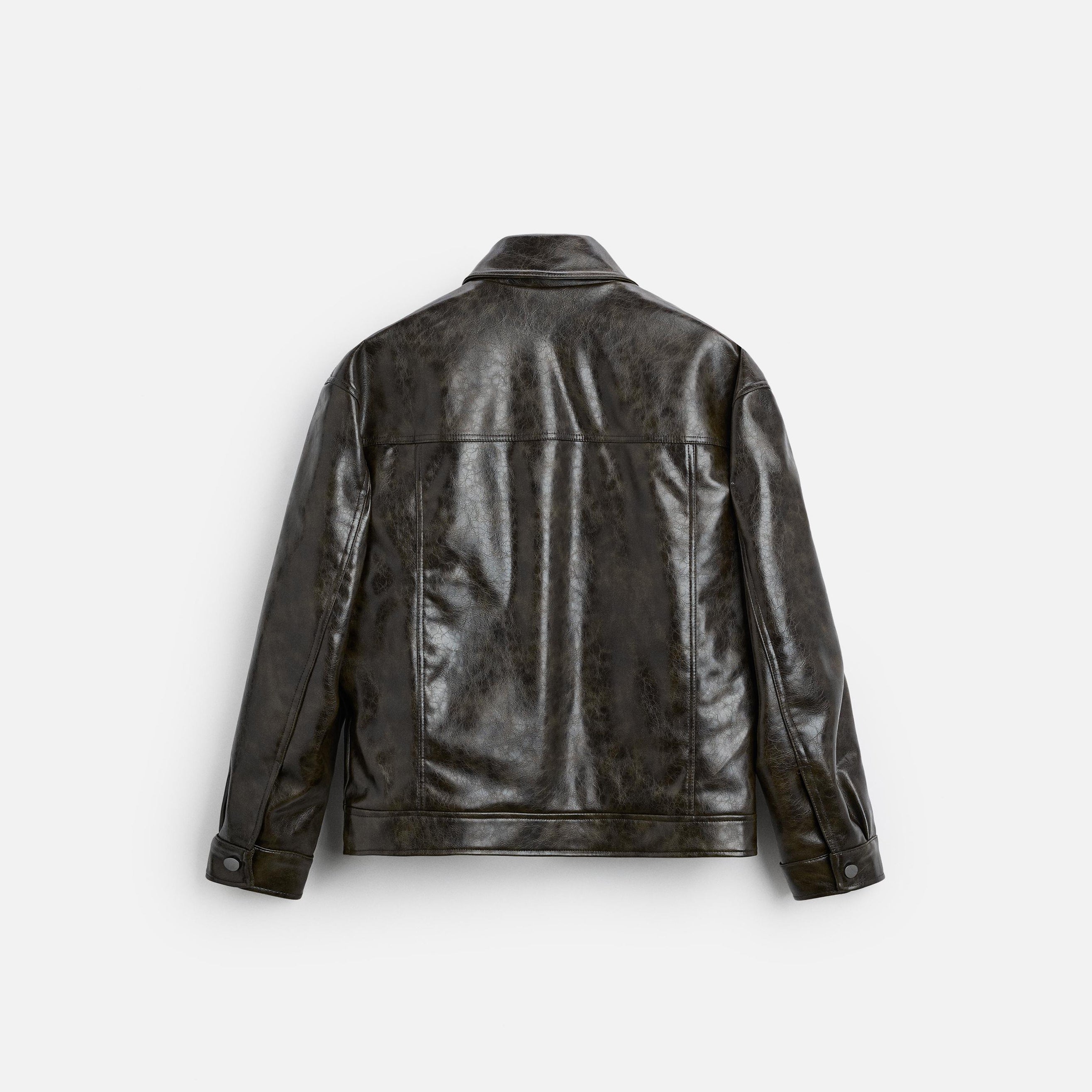Men's Snap-Button Simple Leather Jacket