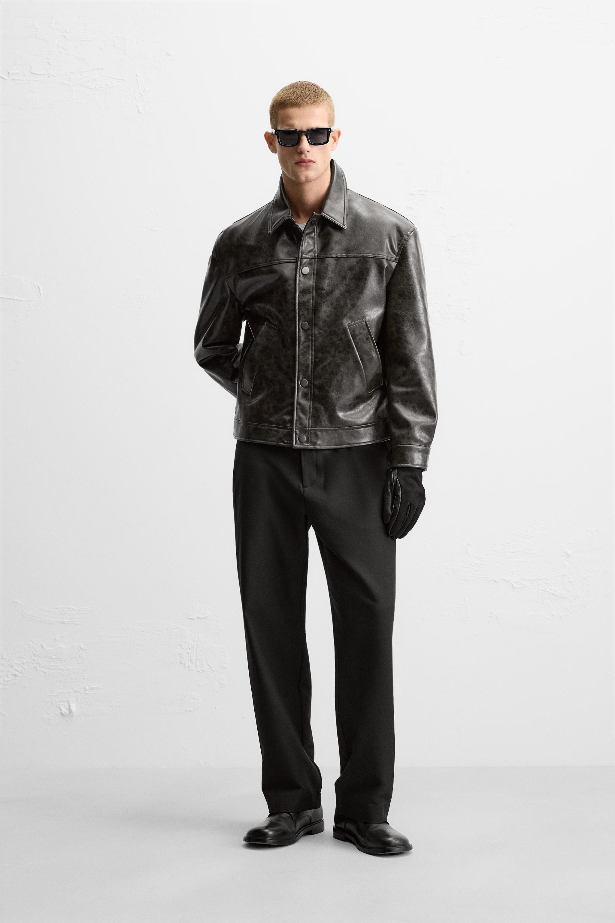 Men's Snap-Button Simple Leather Jacket