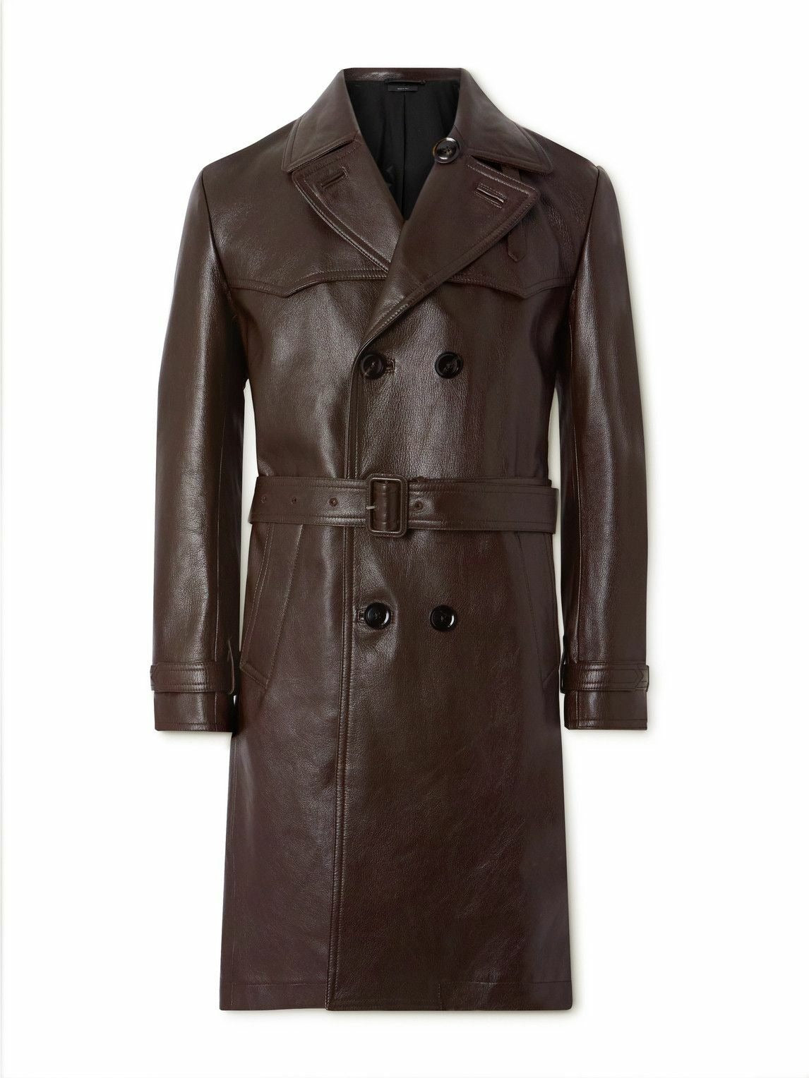 Men's TOM FORD - Double-Breasted Leather Trench Coat
