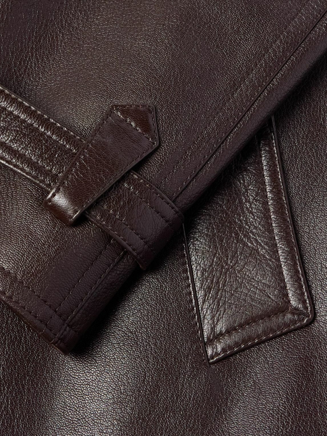 Men's TOM FORD - Double-Breasted Leather Trench Coat