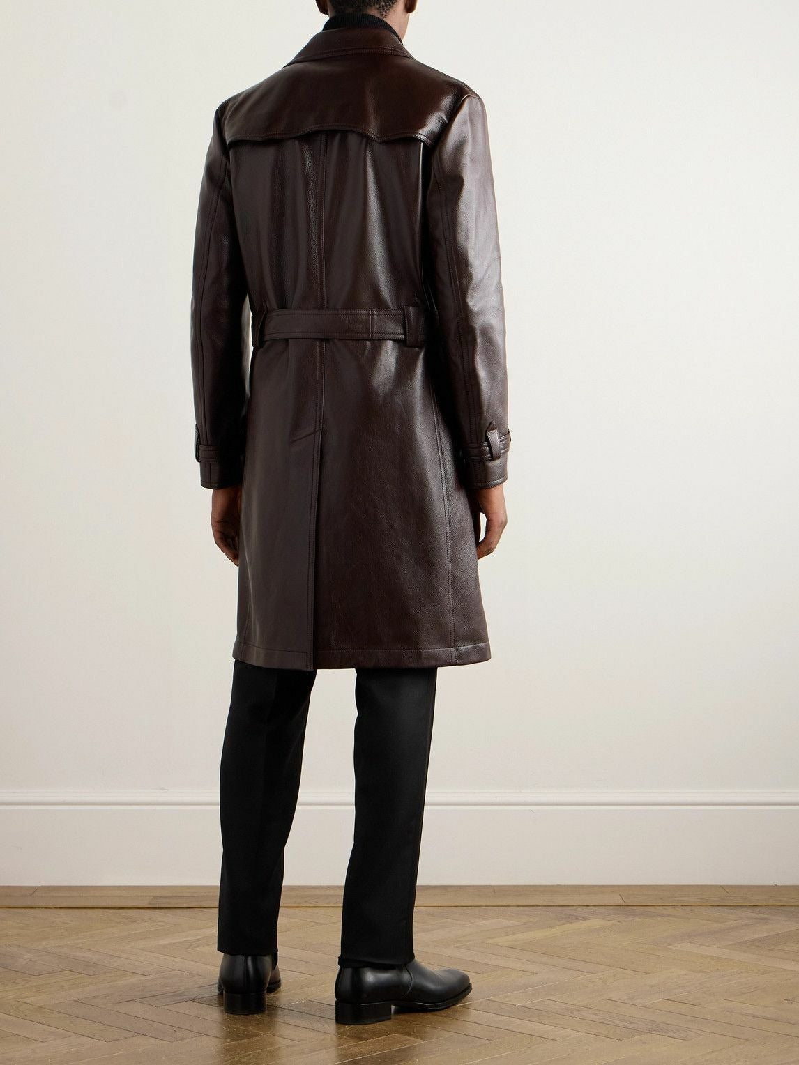 Men's TOM FORD - Double-Breasted Leather Trench Coat