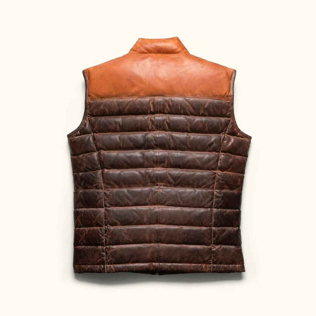Men's Tan Brown Bridger Leather Down Vest