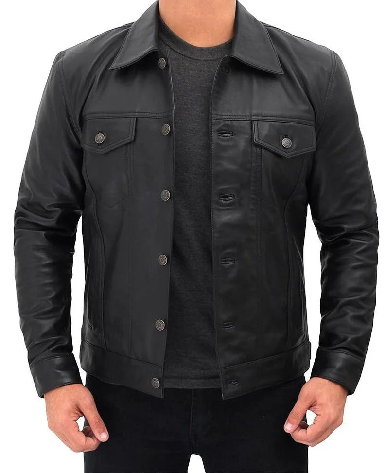 Men's Trucker Leather Jacket