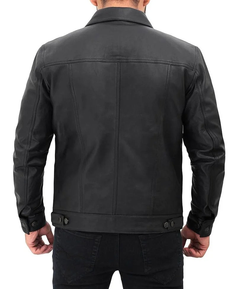 Men's Trucker Leather Jacket