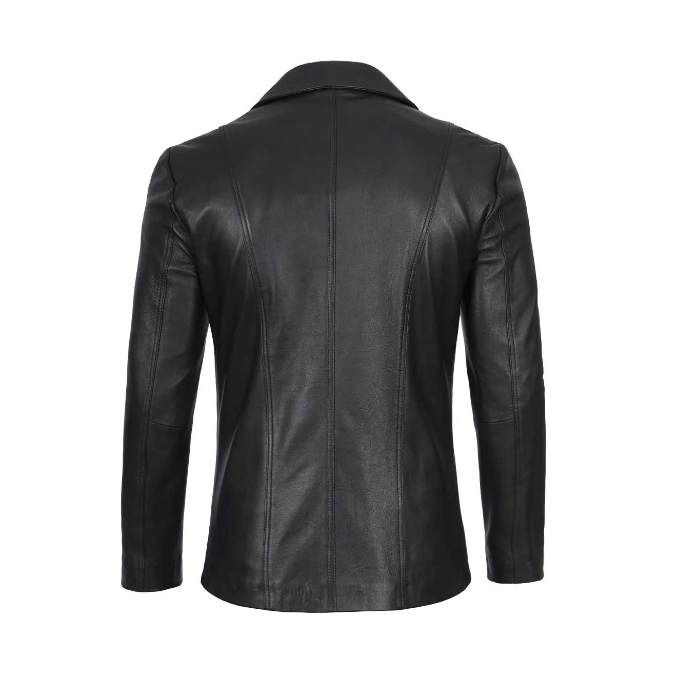 Men's Two Button Black Leather Blazer