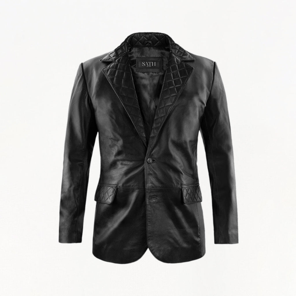 Men's Two Button Leather Blazer