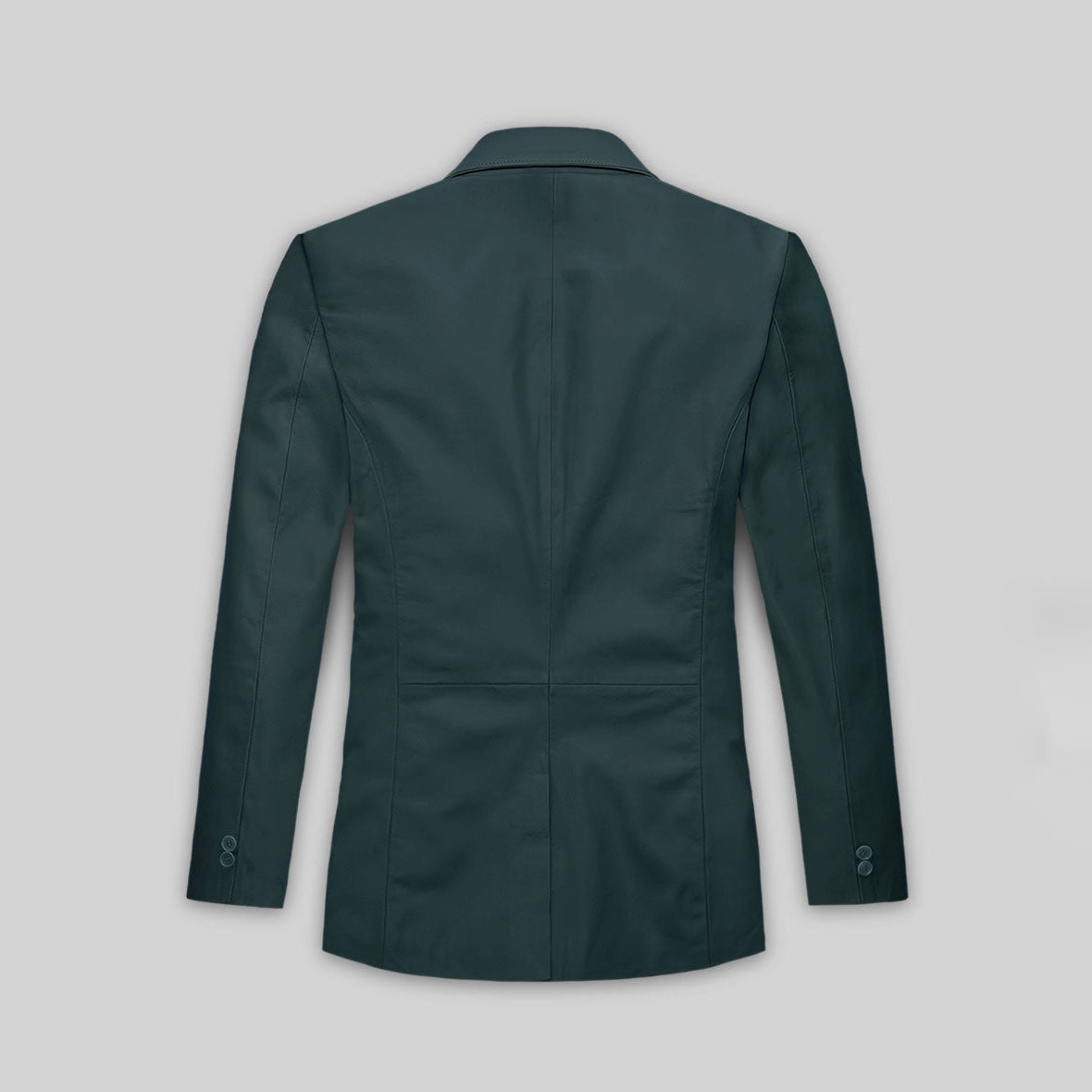 Men's Two Button Prussian Blue Leather Blazer