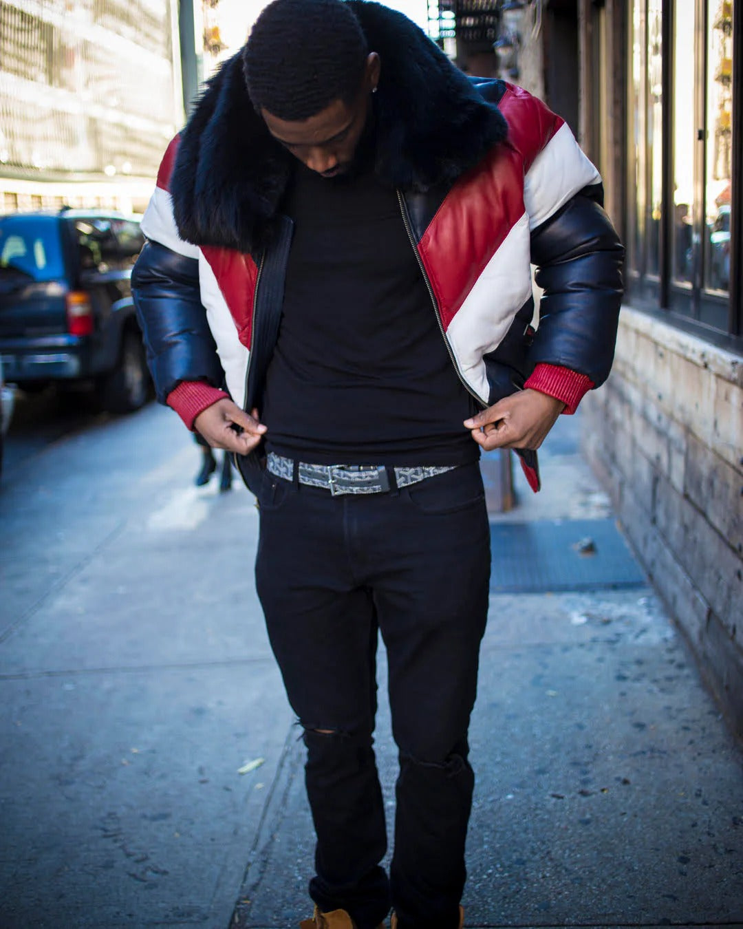 Men's V BOMBER- MULTI COLOR RED/WHITE/BLUE