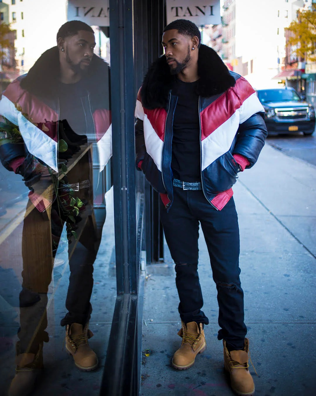 Men's V BOMBER- MULTI COLOR RED/WHITE/BLUE