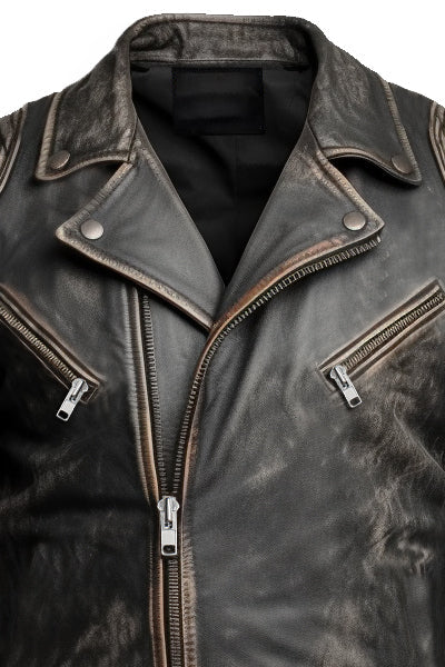 Men's Vintage Brown Distressed Genuine Leather Motorcycle Jacket