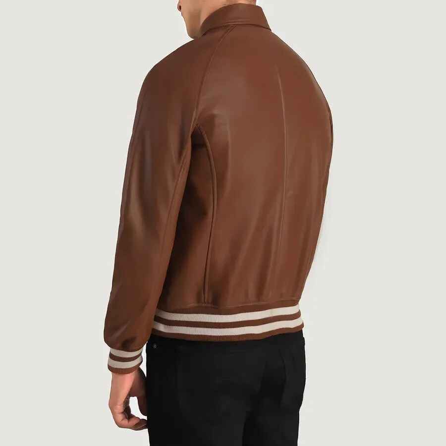 Men's Walton Brown Leather Varsity Jacket