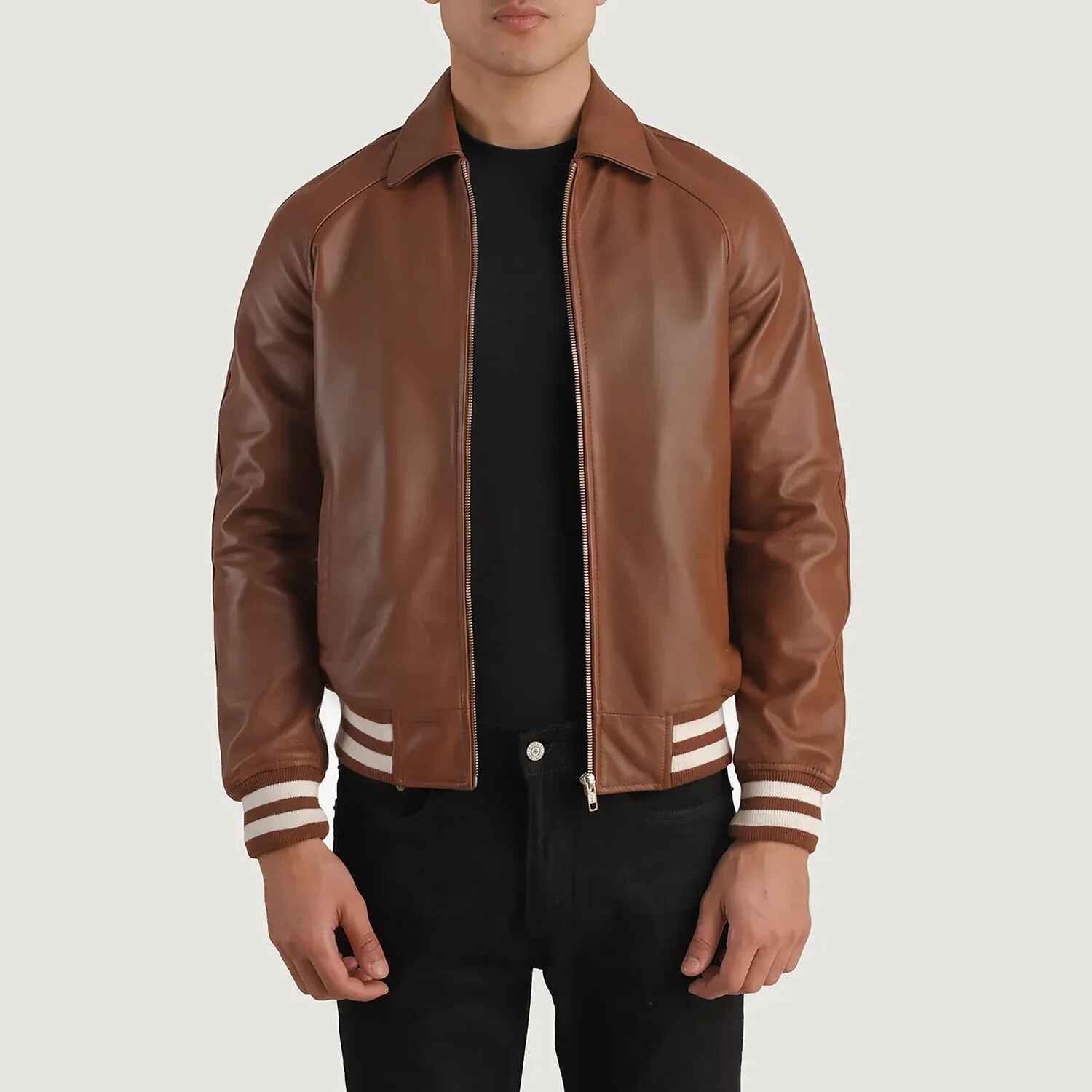 Men's Walton Brown Leather Varsity Jacket