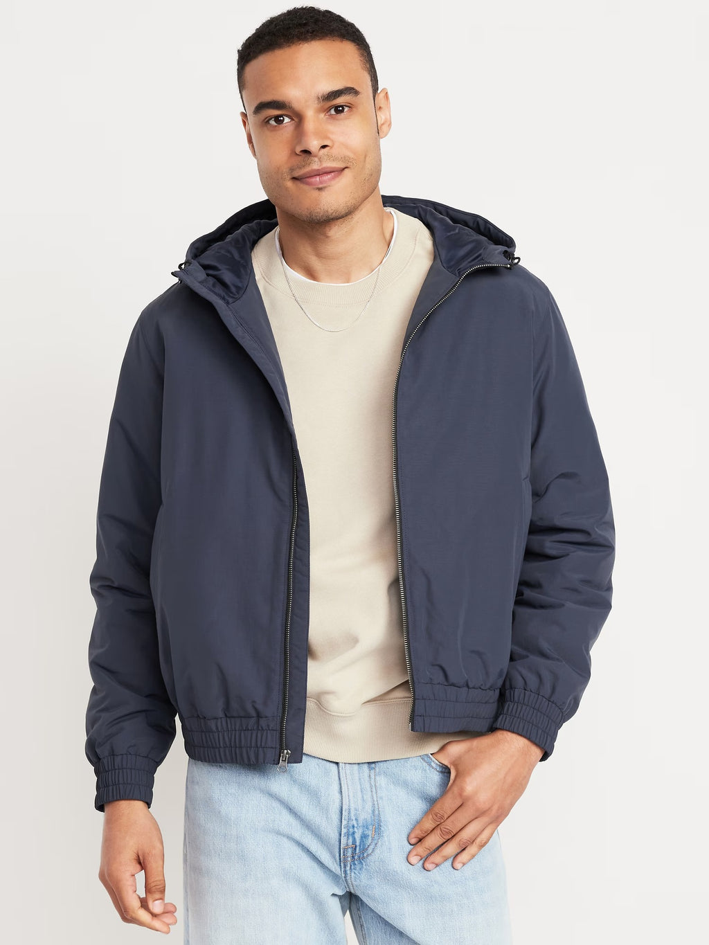 Men's Water-Resistant Tech Zip Jacket in Navy