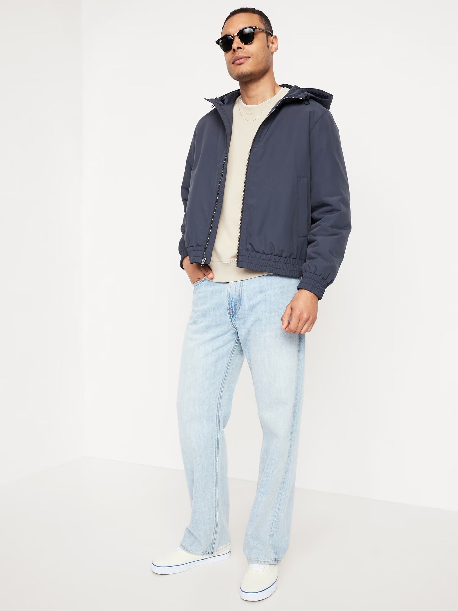 Men's Water-Resistant Tech Zip Jacket in Navy