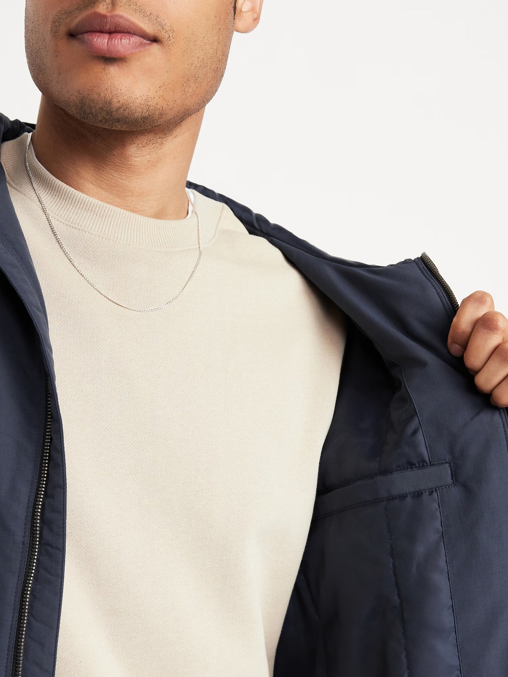 Men's Water-Resistant Tech Zip Jacket in Navy