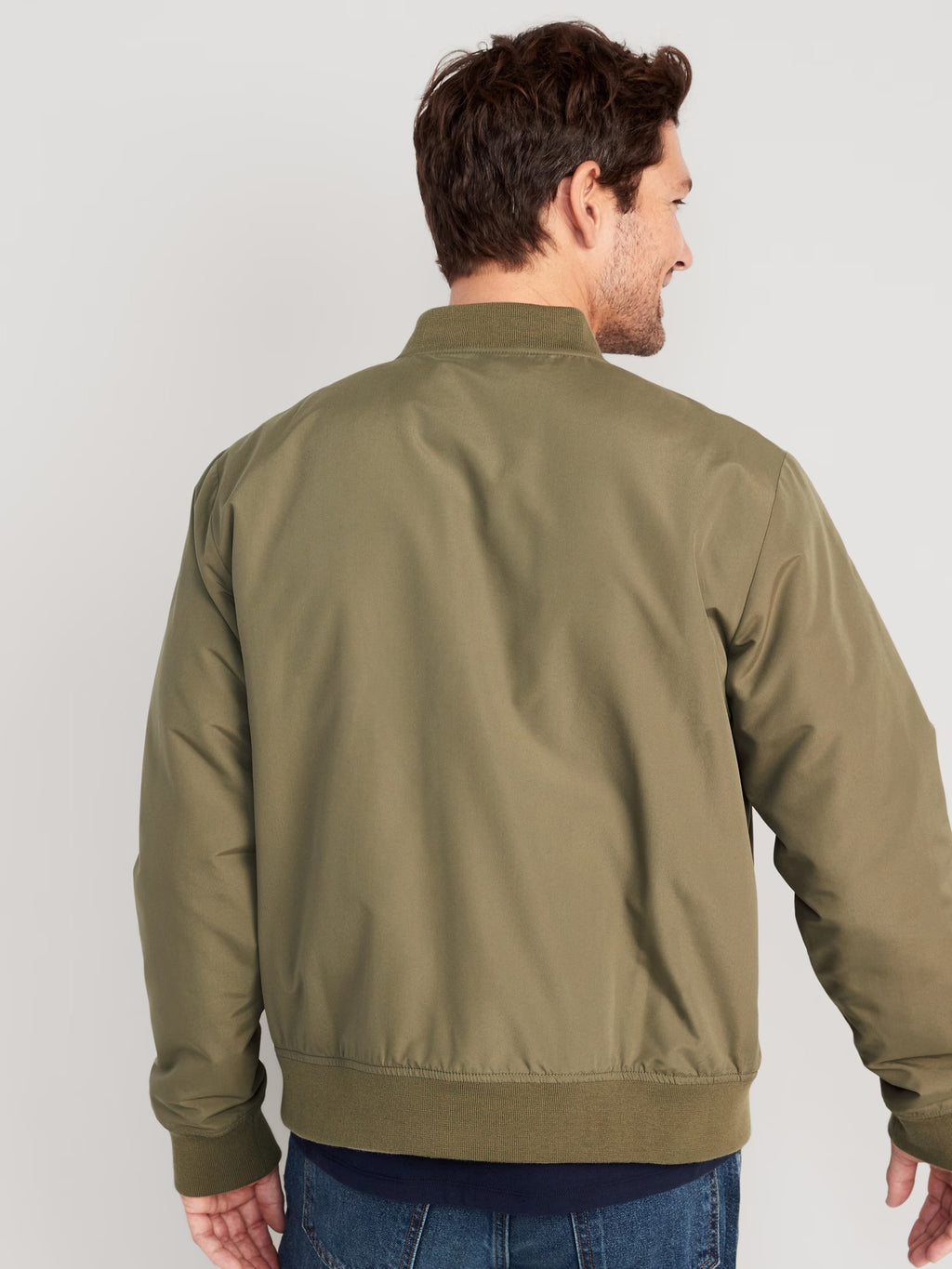 Men's Water-Resistant Zip Bomber Style Light Weight Jacket in Stone Wall Green