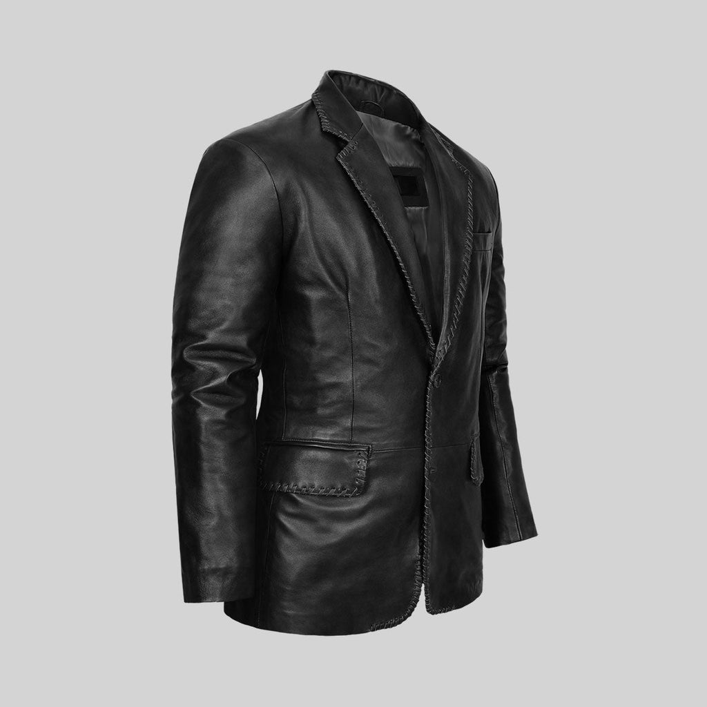 Men's Western Black Leather Blazer