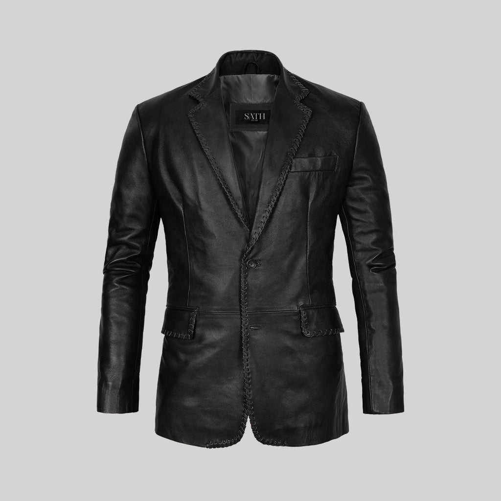 Men's Western Black Leather Blazer
