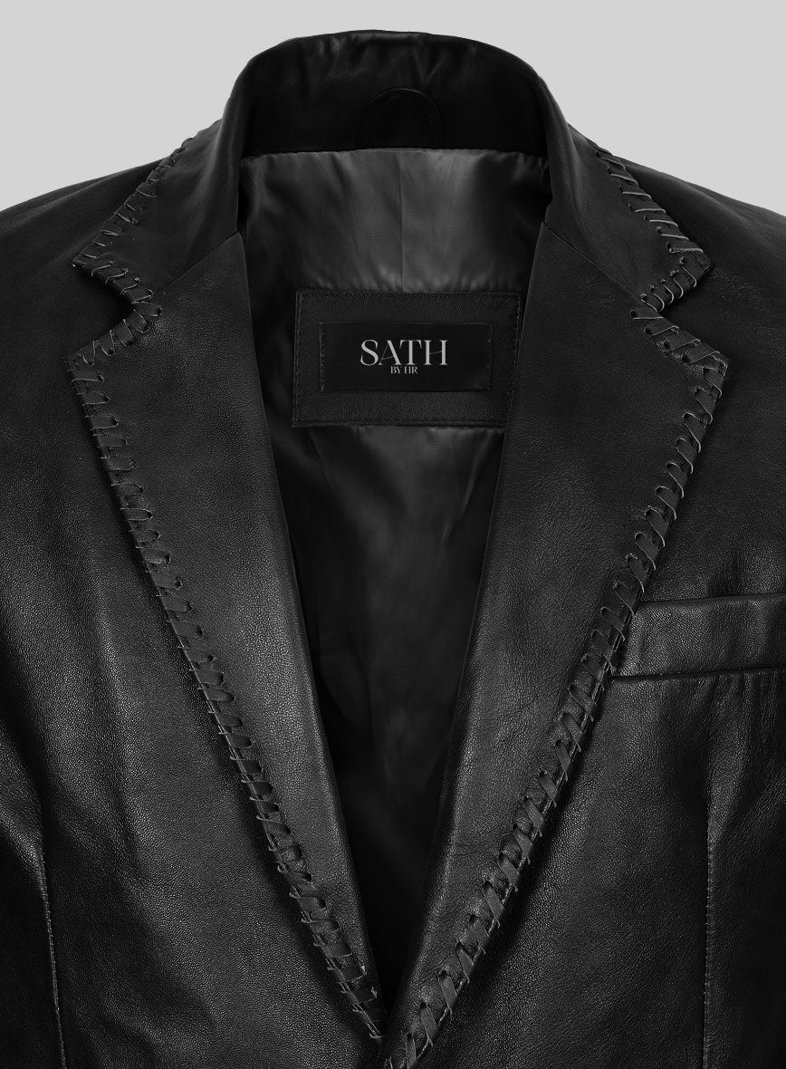 Men's Western Black Leather Blazer