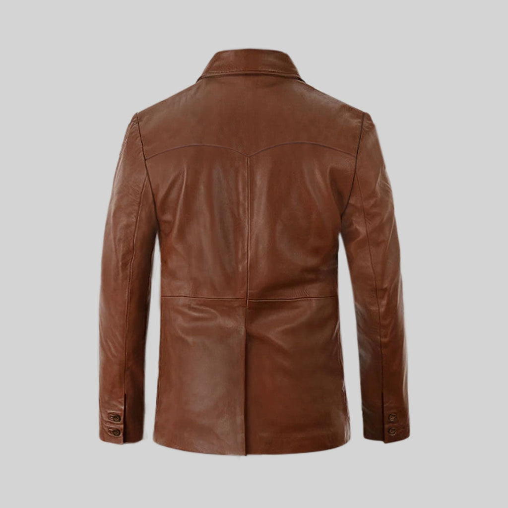 Men's Western Brown Leather Blazer