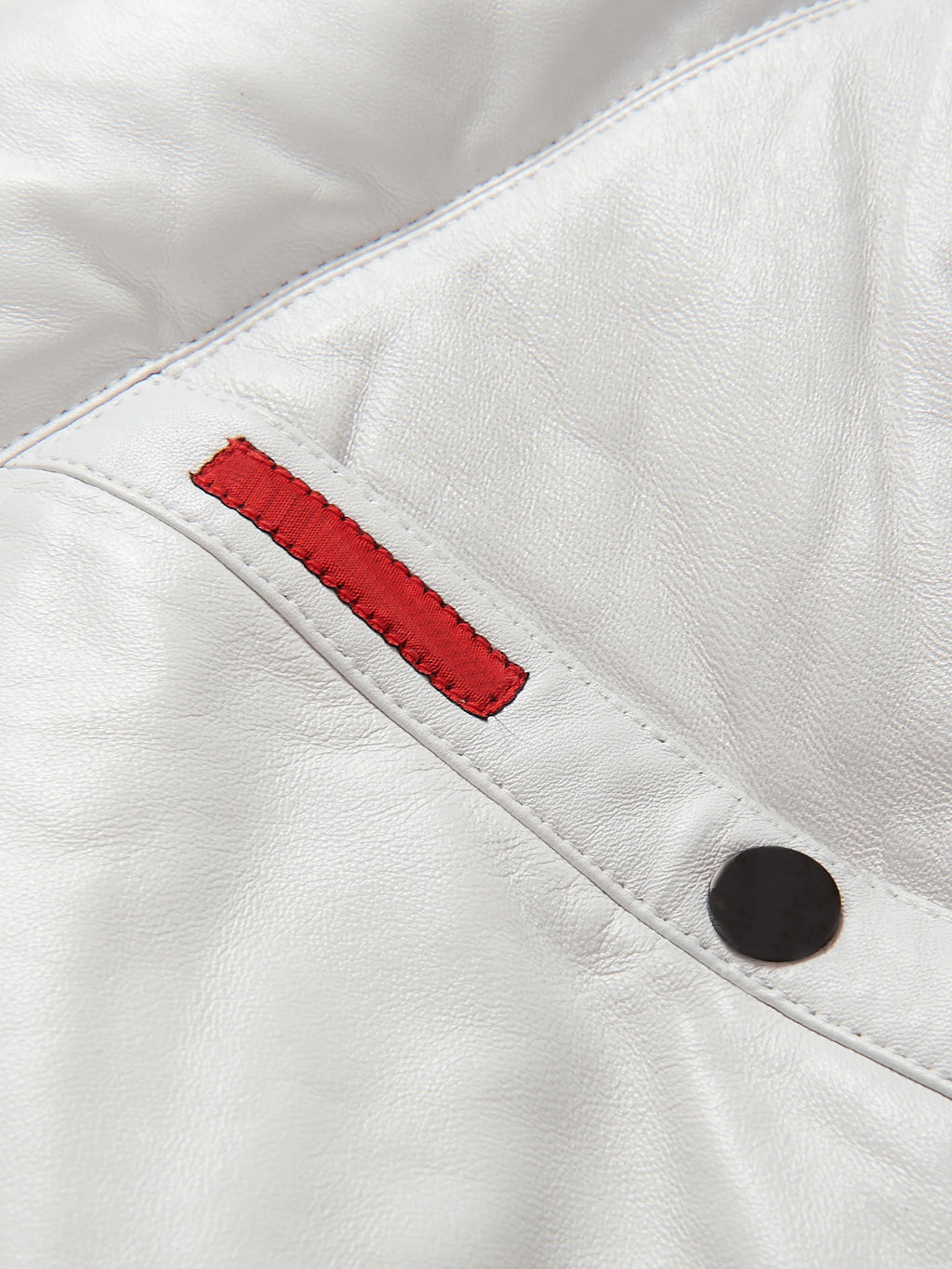 Men's White Detachable Fox Fur Collar V-Bomber leather Jacket