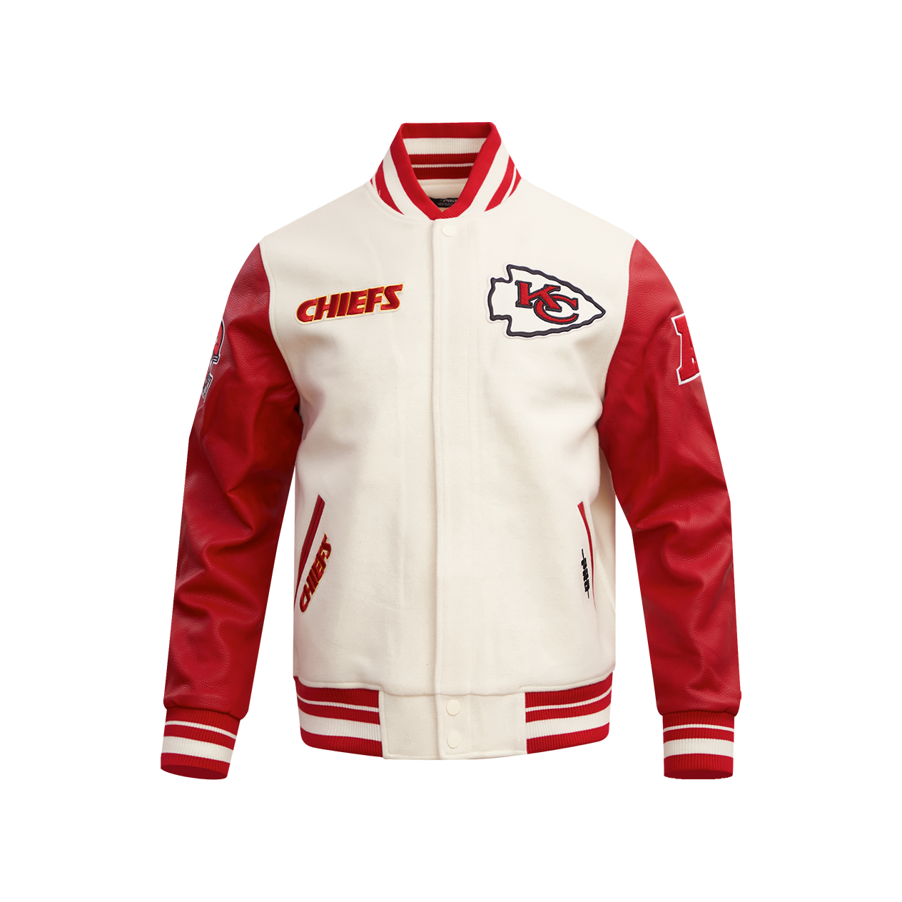 Men's White KANSAS CITY CHIEFS Rib Wool Varsity Jacket