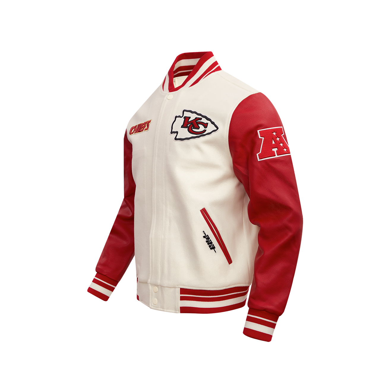 Men's White KANSAS CITY CHIEFS Rib Wool Varsity Jacket