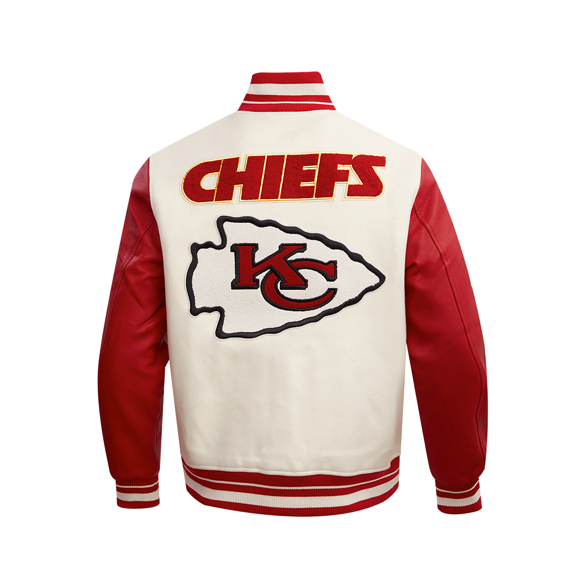 Men's White KANSAS CITY CHIEFS Rib Wool Varsity Jacket
