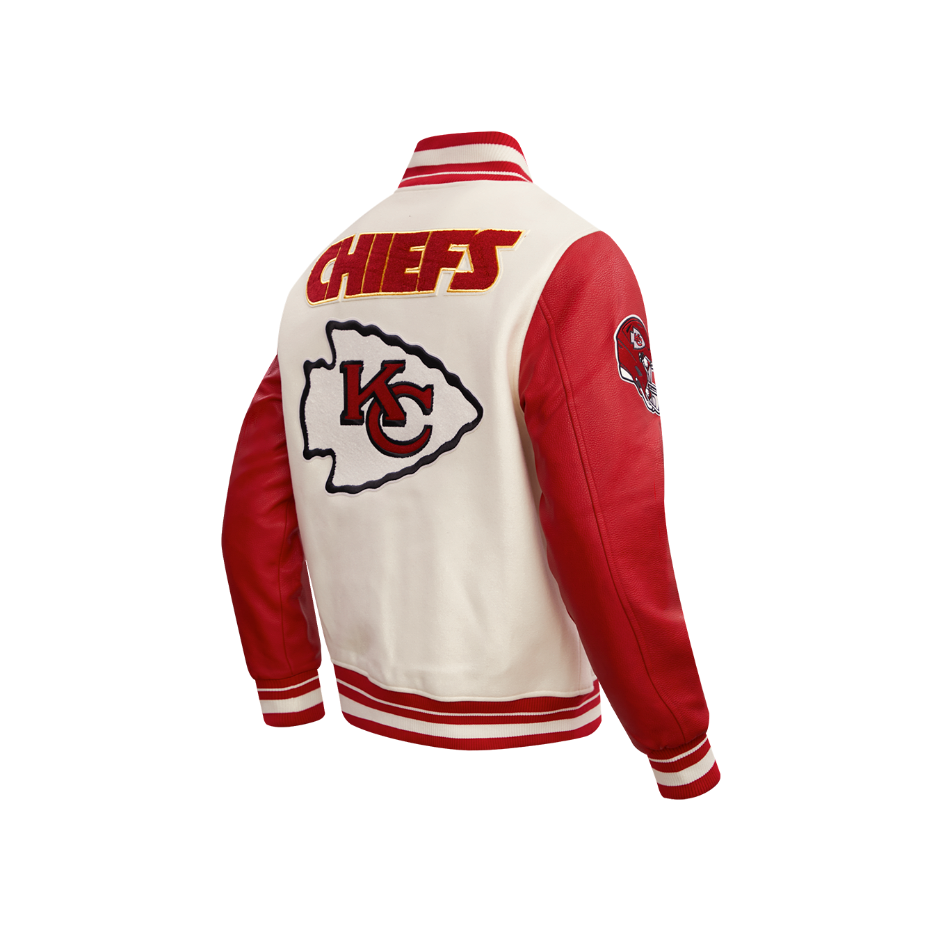 Men's White KANSAS CITY CHIEFS Rib Wool Varsity Jacket