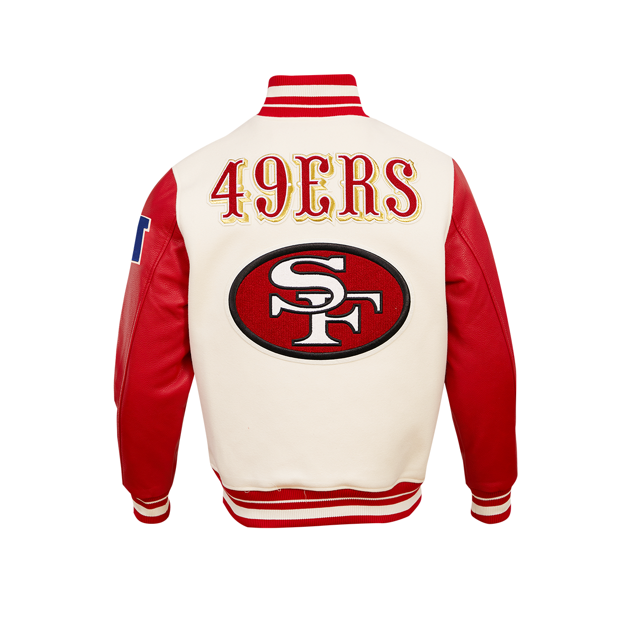 Men's White SAN FRANCISCO 49ERS Rib Wool Varsity Jacket