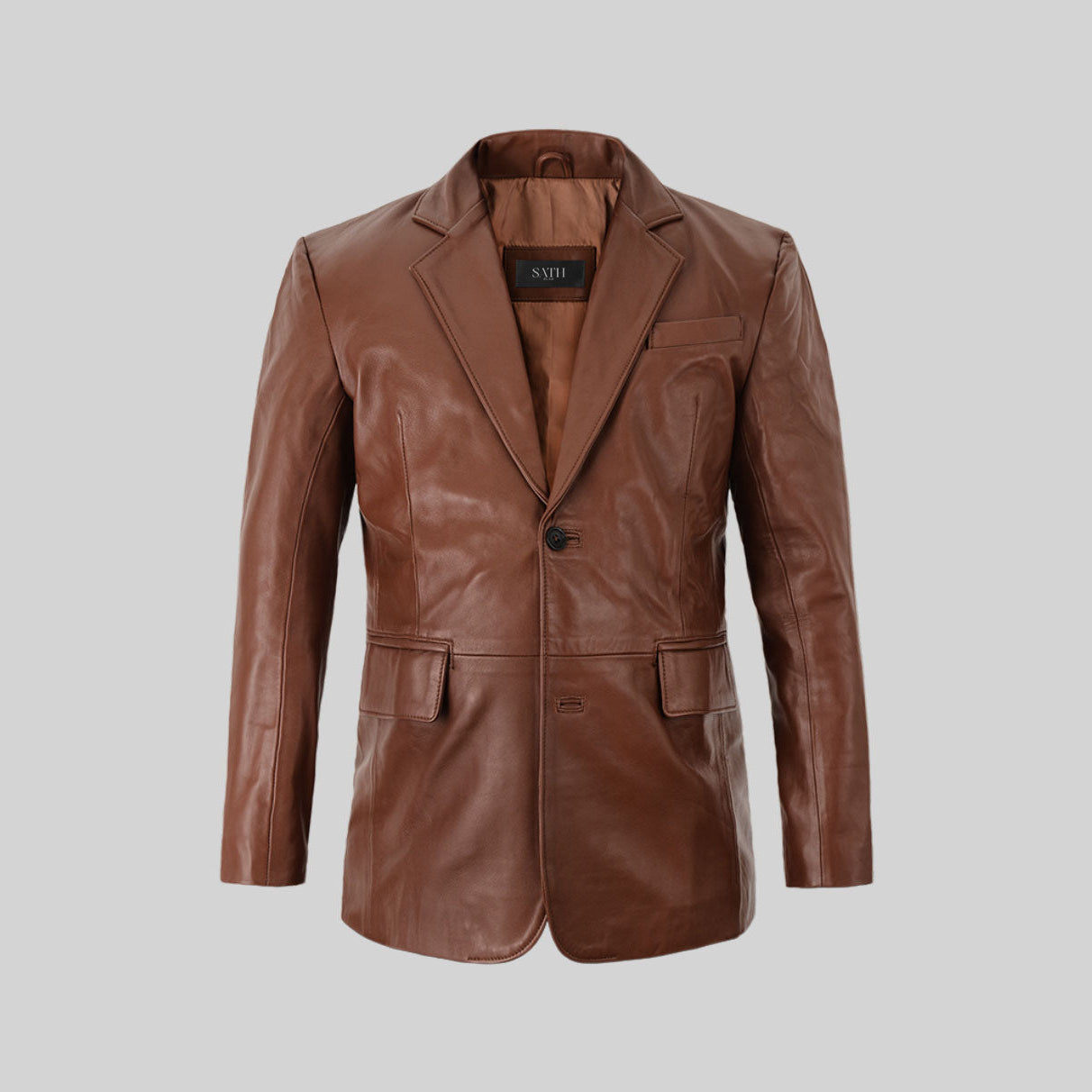 Men's Working Cuff Tan Brown Leather Blazer