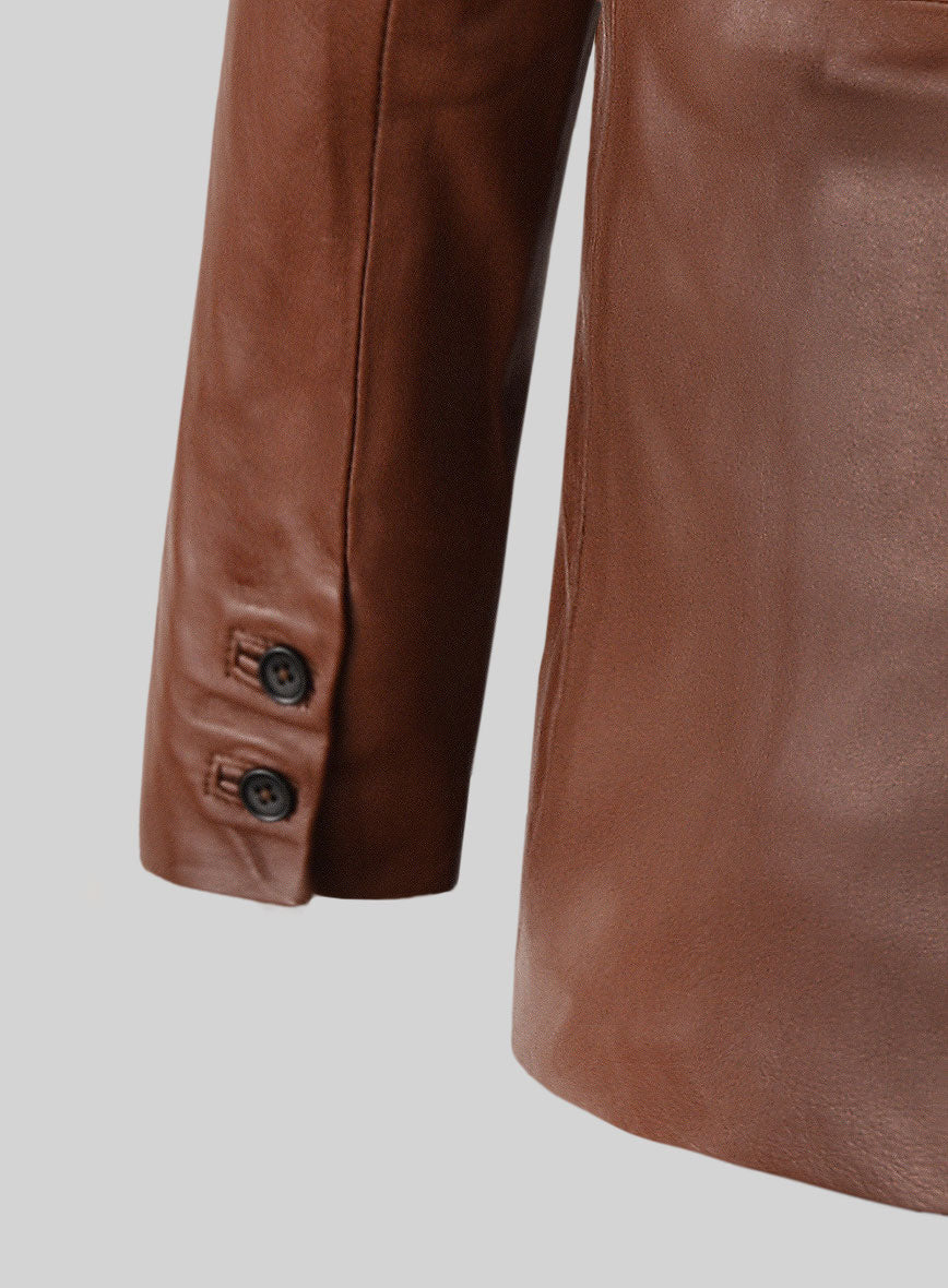 Men's Working Cuff Tan Brown Leather Blazer