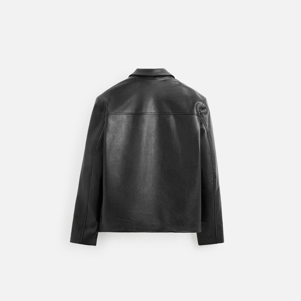 Herren Reißverschluss Schwarze Einfache Lederjacke Lange Ärmel