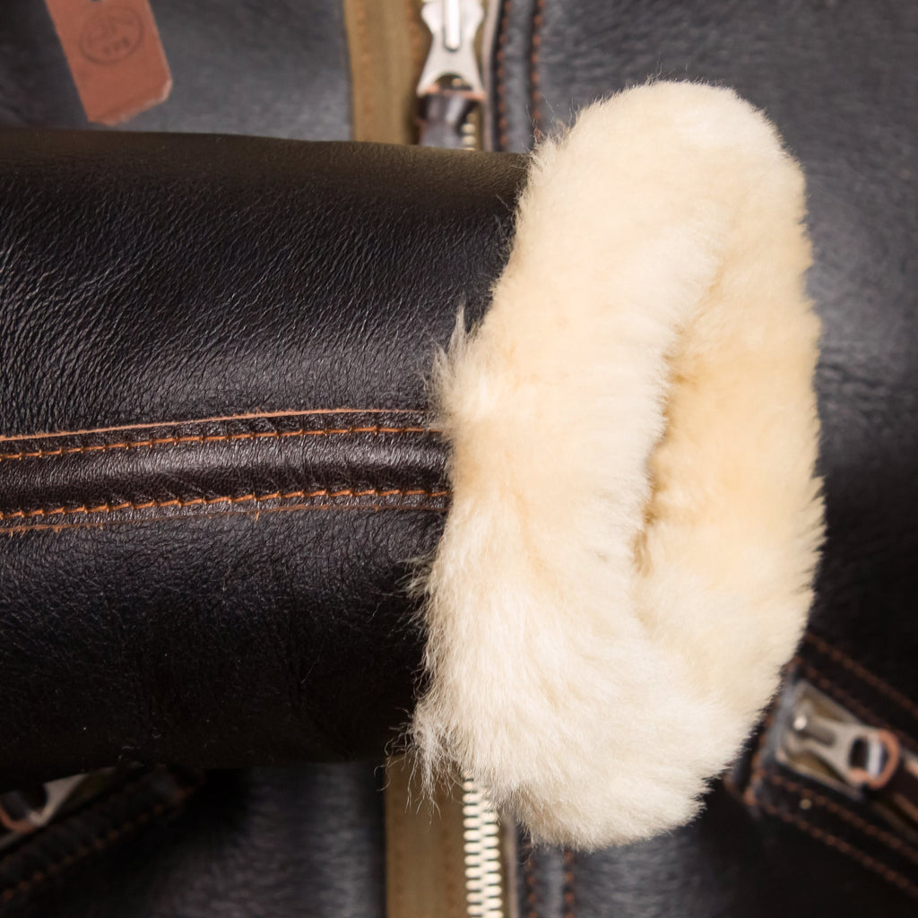 Men's Slim Fitted Fur & Shearling Leather Jacket With White Fur