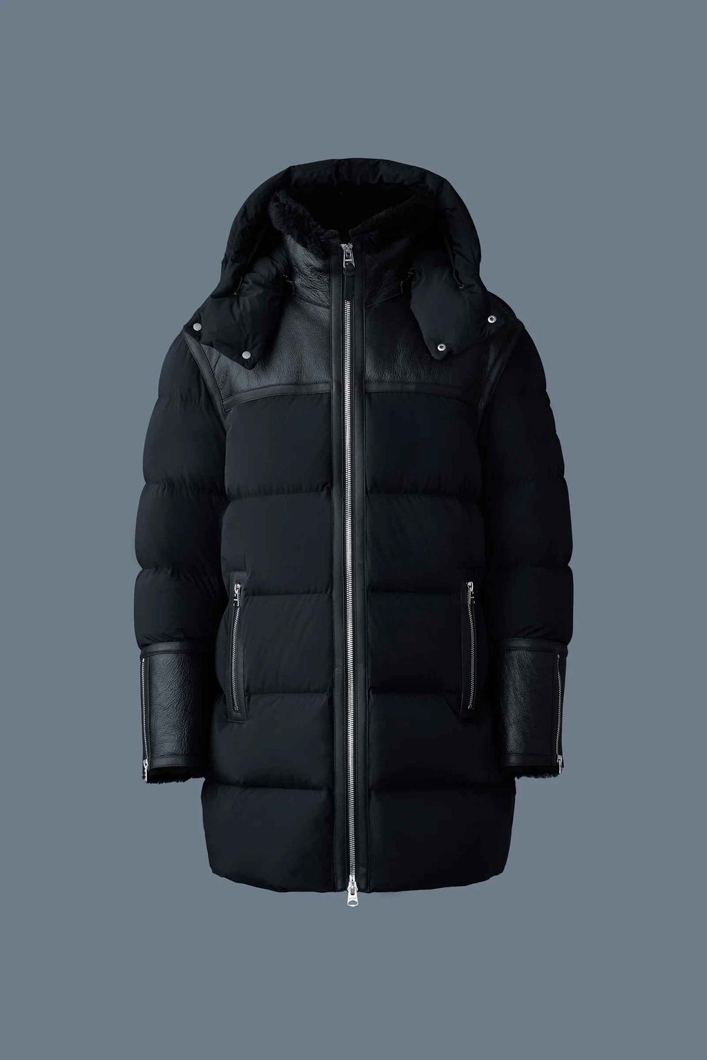 Men's shearling Collar Hooded Quilted down Jacket
