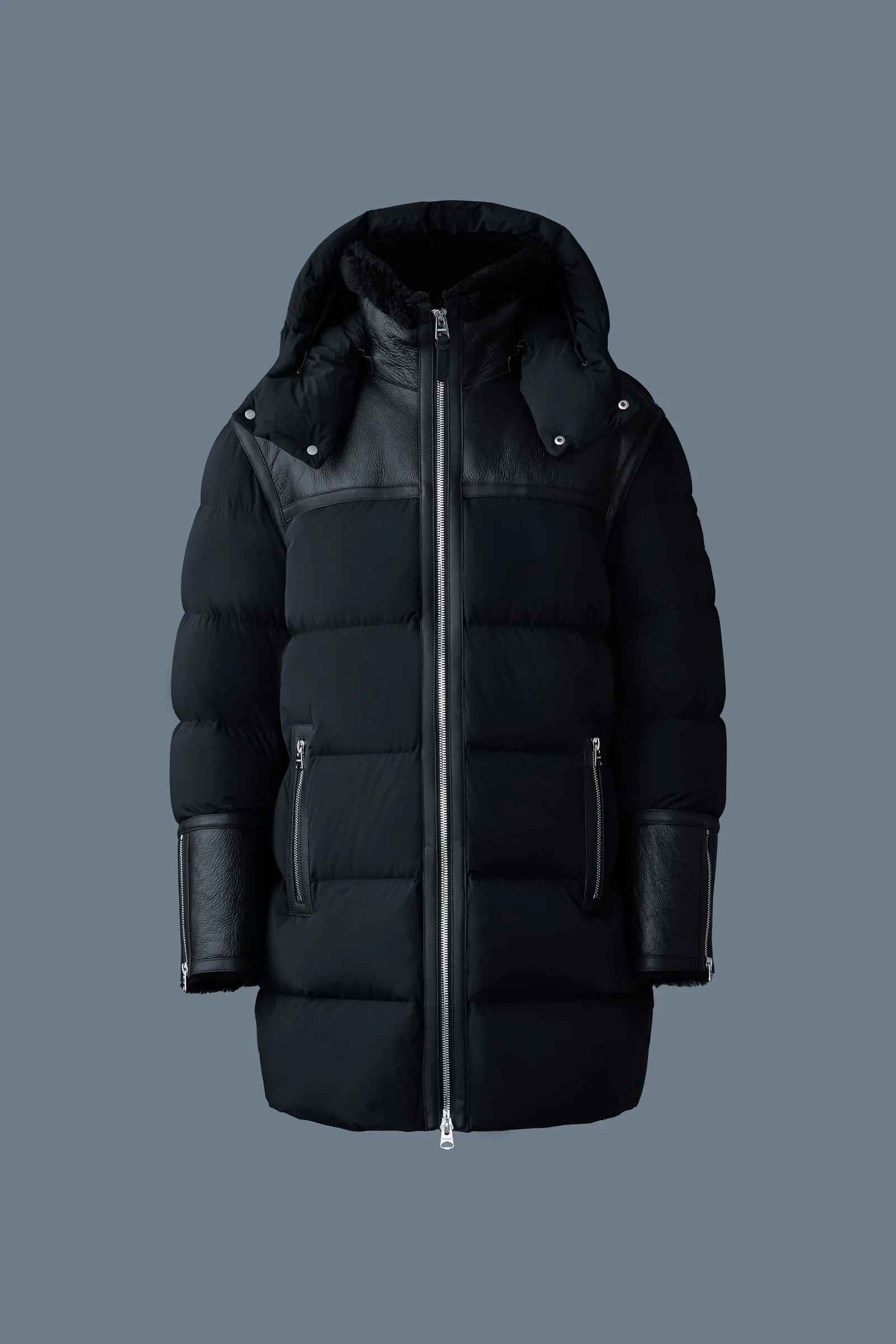 Men's shearling Collar Hooded Quilted down Jacket